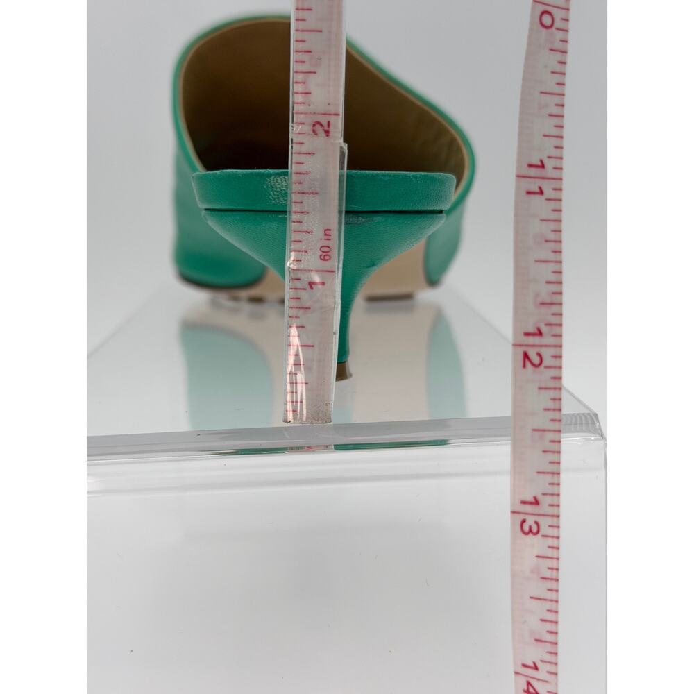Bottega Veneta Stretch Mules Green Leather Size 37.5 / 7.5 Kitten Heel - Picture 10 of 16